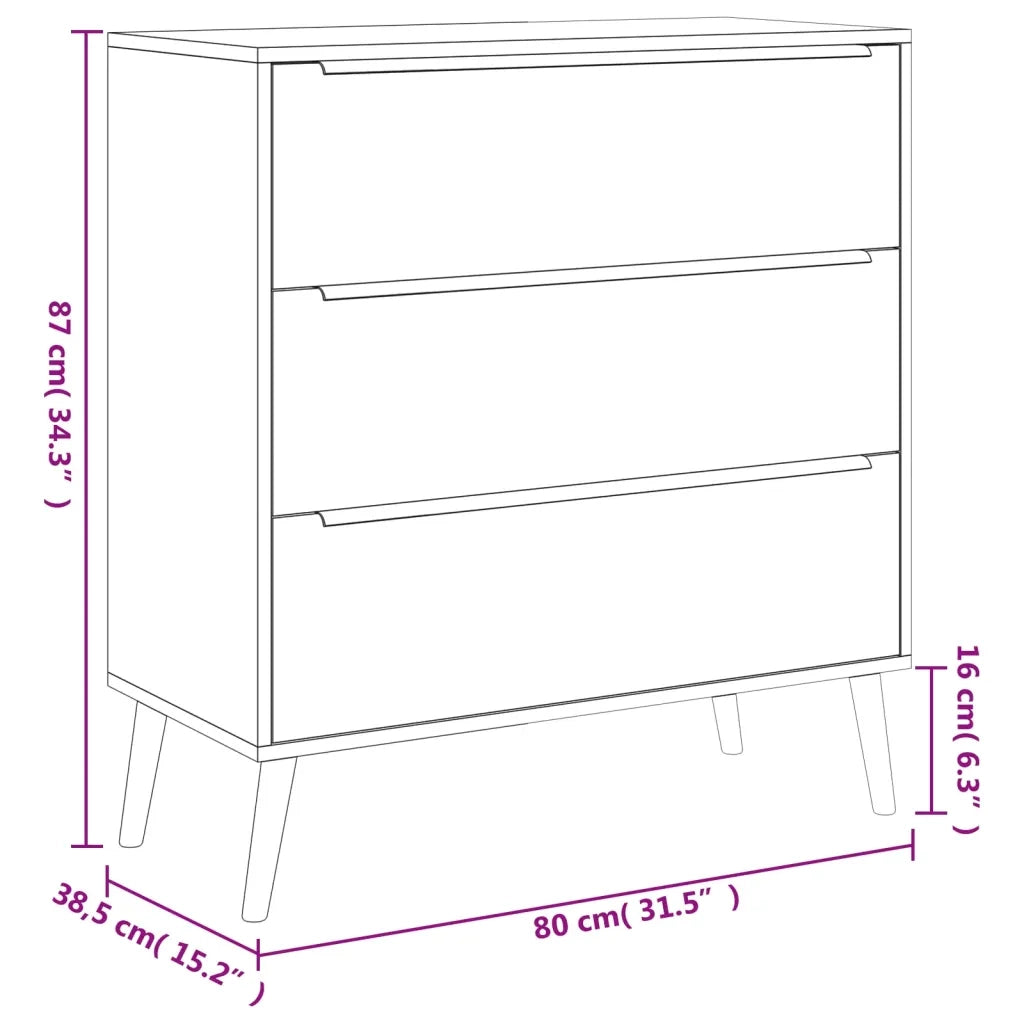 Finori Cassettiera Lusk 03A Rovere Sonoma 80x38,5x87 cm 377414