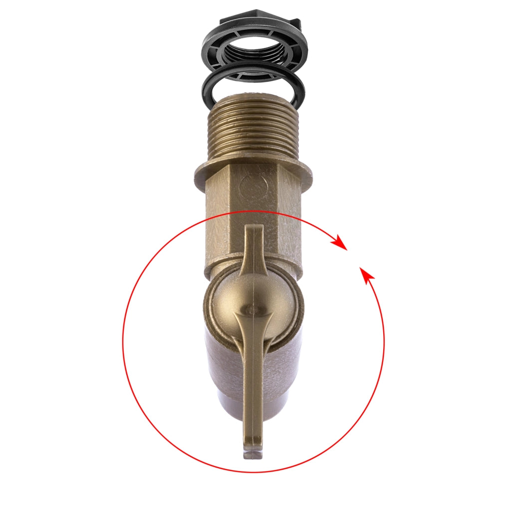 Rubinetto da giardino KADAX 3/4 per serbatoio di acqua piovana con valvola a barilotto.