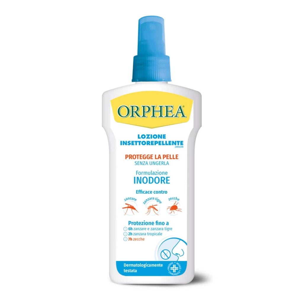Lozione Inodore, Protegge Dalle Punture Di Zanzare e Zanzara Tigre, Zanzara Tropicale e Zecche, 100ml, Orphea