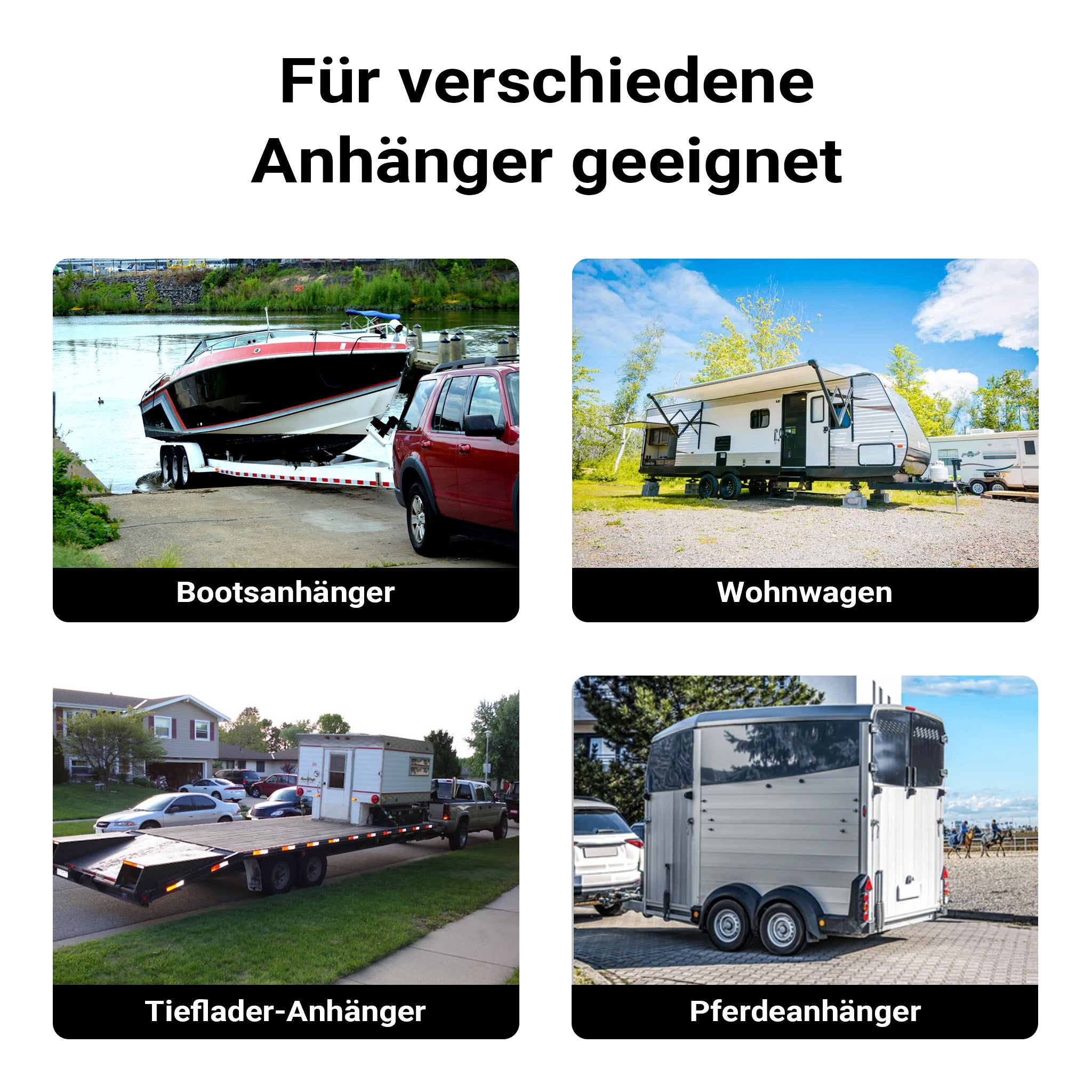 Supporto per rimorchio 2 pezzi altezza regolabile 510-760mm con 2 morsetti Ø48mm