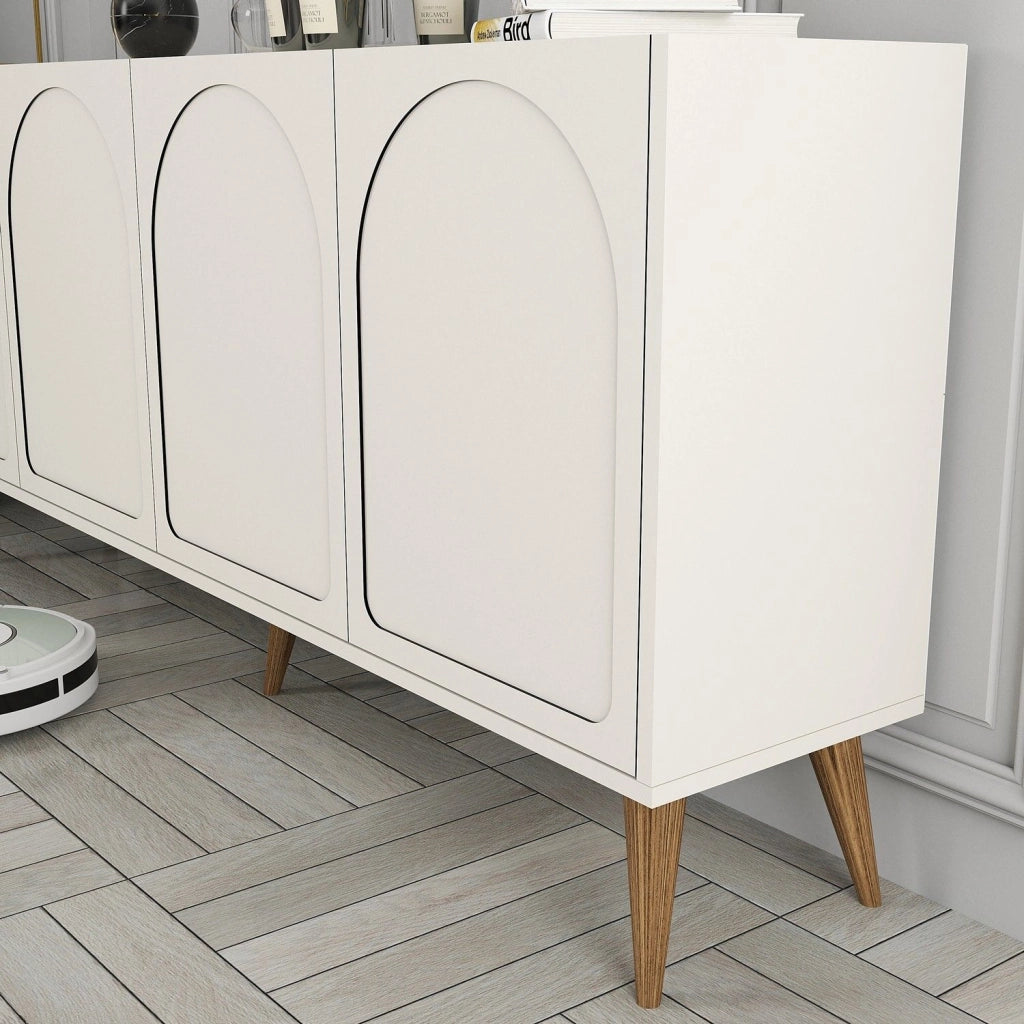 Madia Niscemi, Credenza 2 Ripiani, 180x35x81h cm Bianco Crema