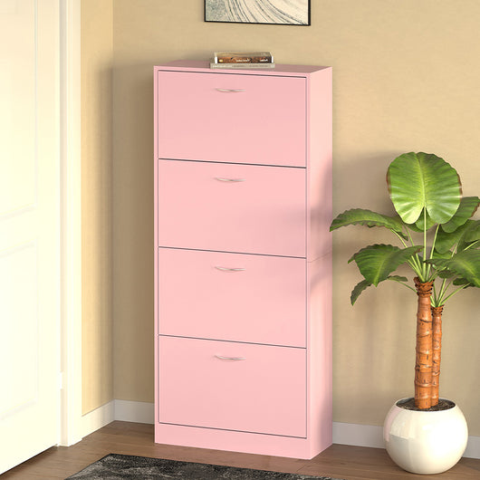 Scarpiera 4 Ante 63x24x150 cm Ripiani Doppia Profondità in MDF Rosa