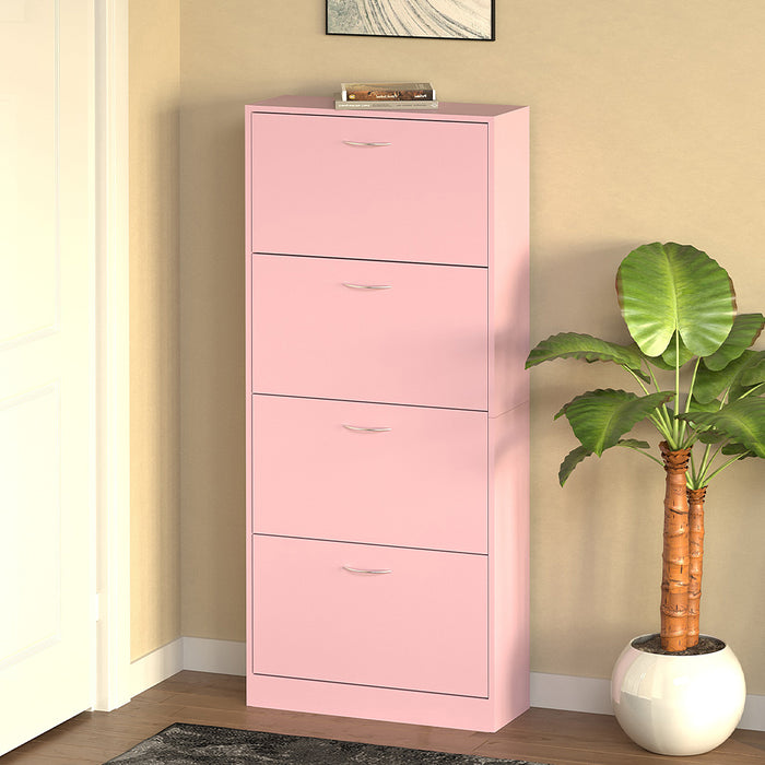 Scarpiera 4 Ante 63x24x150 cm Ripiani Doppia Profondità in MDF Rosa