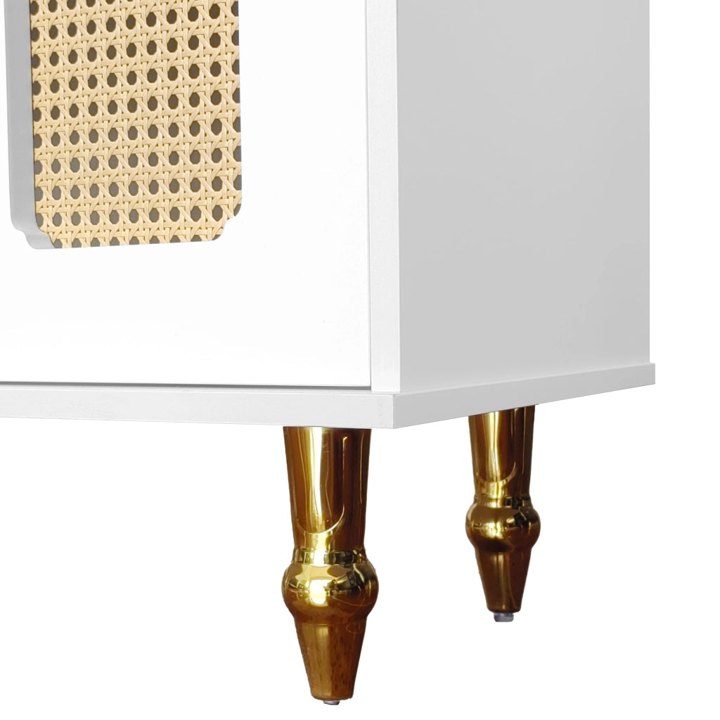 MOBILE TV 175x38x55,5 cm Bianco con ante in PVC rattan e cassetti