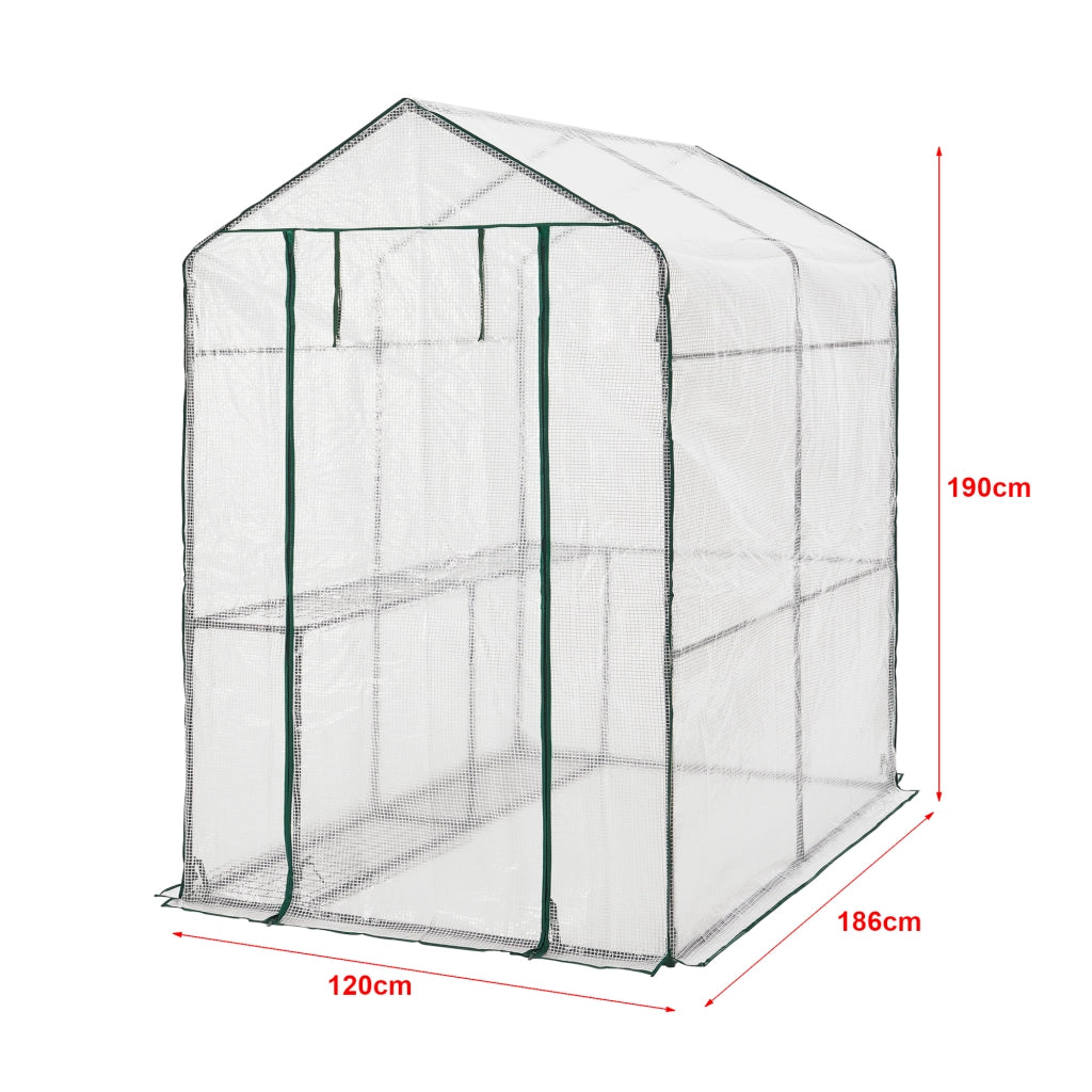 Serra da Giardino 'Oosterhout' con Scaffalatura (LxPxA) 120 x 186 x 190 cm - Forma di Casetta [en.casa]