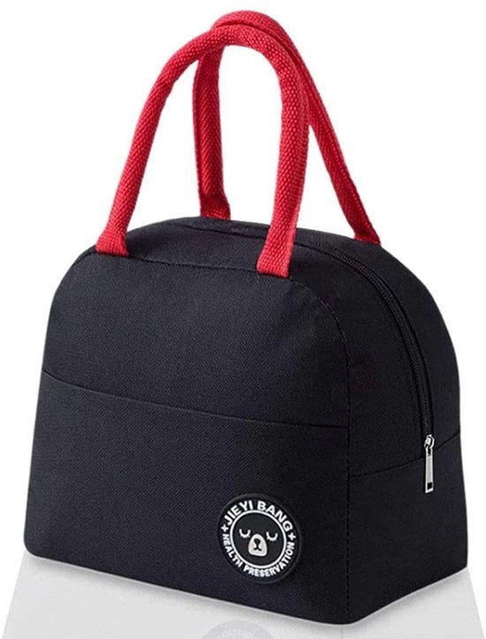 Borsa da Picnic Opportuna, Piccola Tasca da Pranzo, Borsa da Pranzo Portatile, Tasca da Pranzo, Borsa da Pranzo, Ideale per Uomini, Donne, Bambini, Scuola, Ufficio, Picnic (Nero)