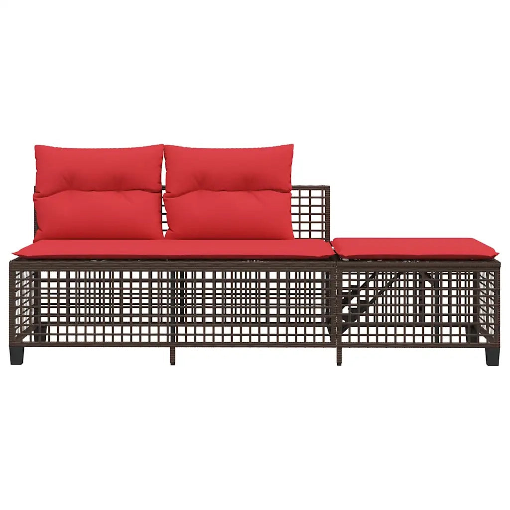 Set divano angolare da giardino a 3 pz con Cuscini in Polyrattan Marrone 365451