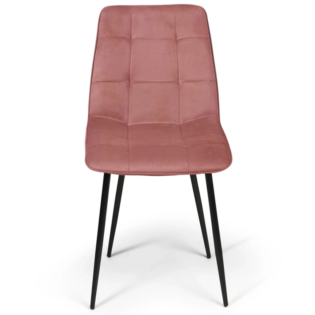 IDMarket - Set di 6 sedie MILA in velluto pastello misto rosa x2, grigio chiaro x2 e beige x2