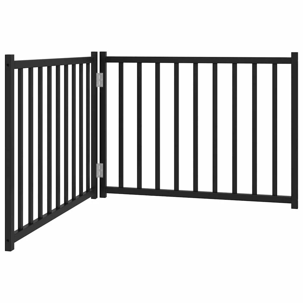 Cancelletto di sicurezza pieghevole per cani 2 pannelli 160 cm legno massello di abete nero 02_0023051