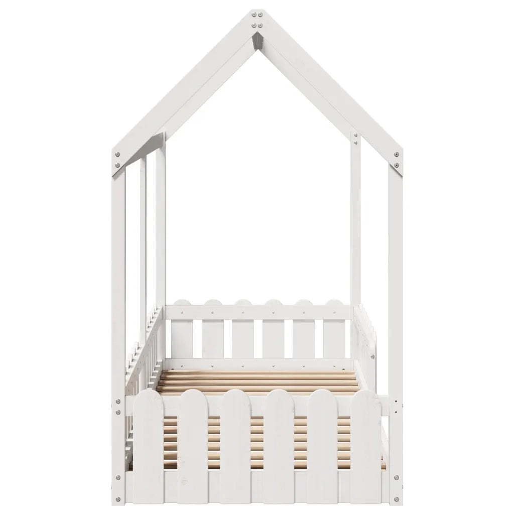 Giroletto Casetta Bambini | Letto Infantile | Lettino Bianco 80x200 cm Legno Massello Pino