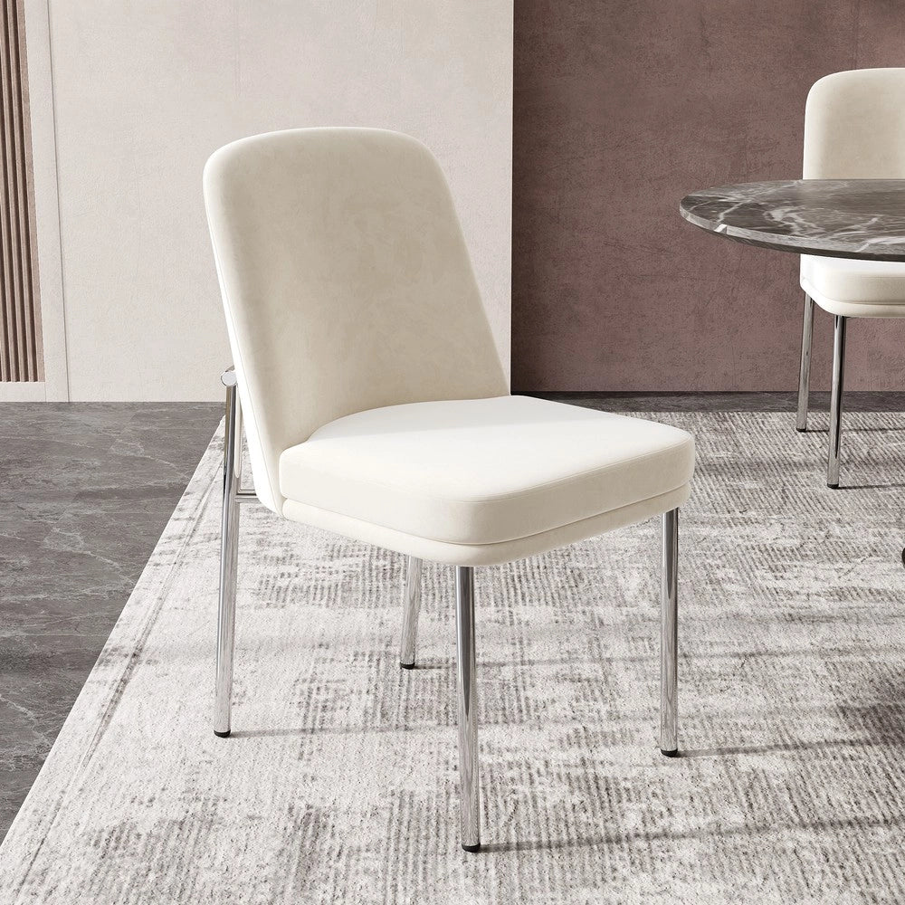 Set 4 sedie da pranzo ¨C Minimal ¨C Beige velluto gambe metallo stile moderno imbottite