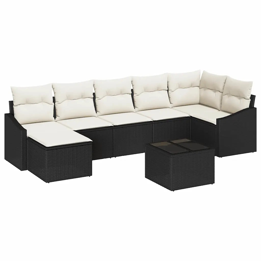 Set di divani con cuscino 8 pcs Nero polyrattan 3346817
