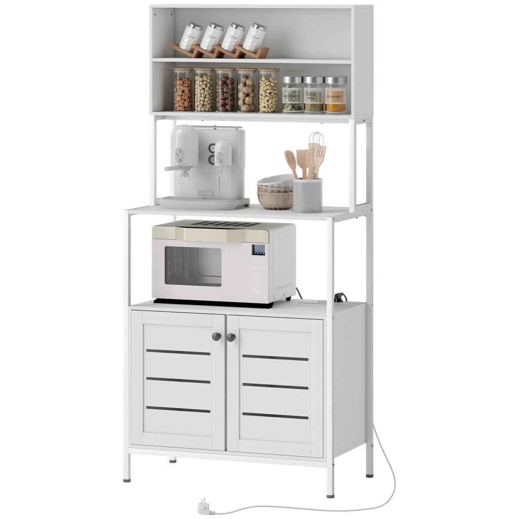 Armadio Dispensa con Ripiani e Ante ¨C Zephmum ¨C Bianco, Legno e Acciaio, 80x42x171