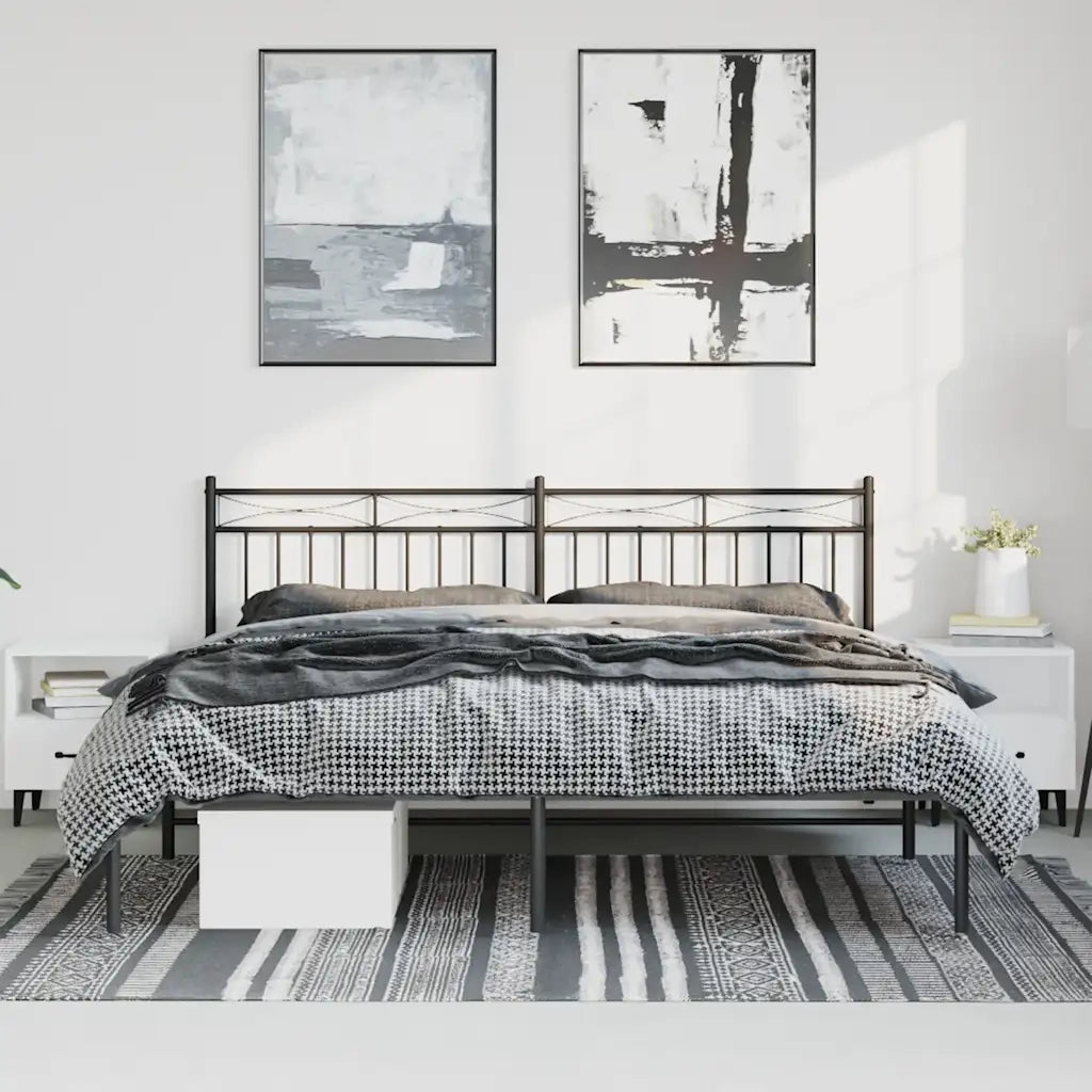 Giroletto con Testiera in Metallo Nero 183x213 cm 373696
