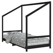 Giroletto per Bambini | Letto Infantile | Lettino Nero 90x190 cm in Legno Massello di Pino