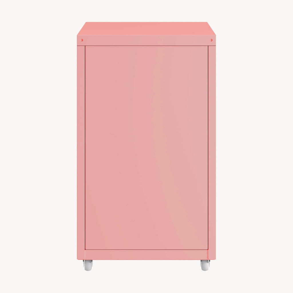 Cassettiera Kökar in Acciaio Mobile Archivio con 3 Cassetti e Rotelle - Rosa [en.casa]