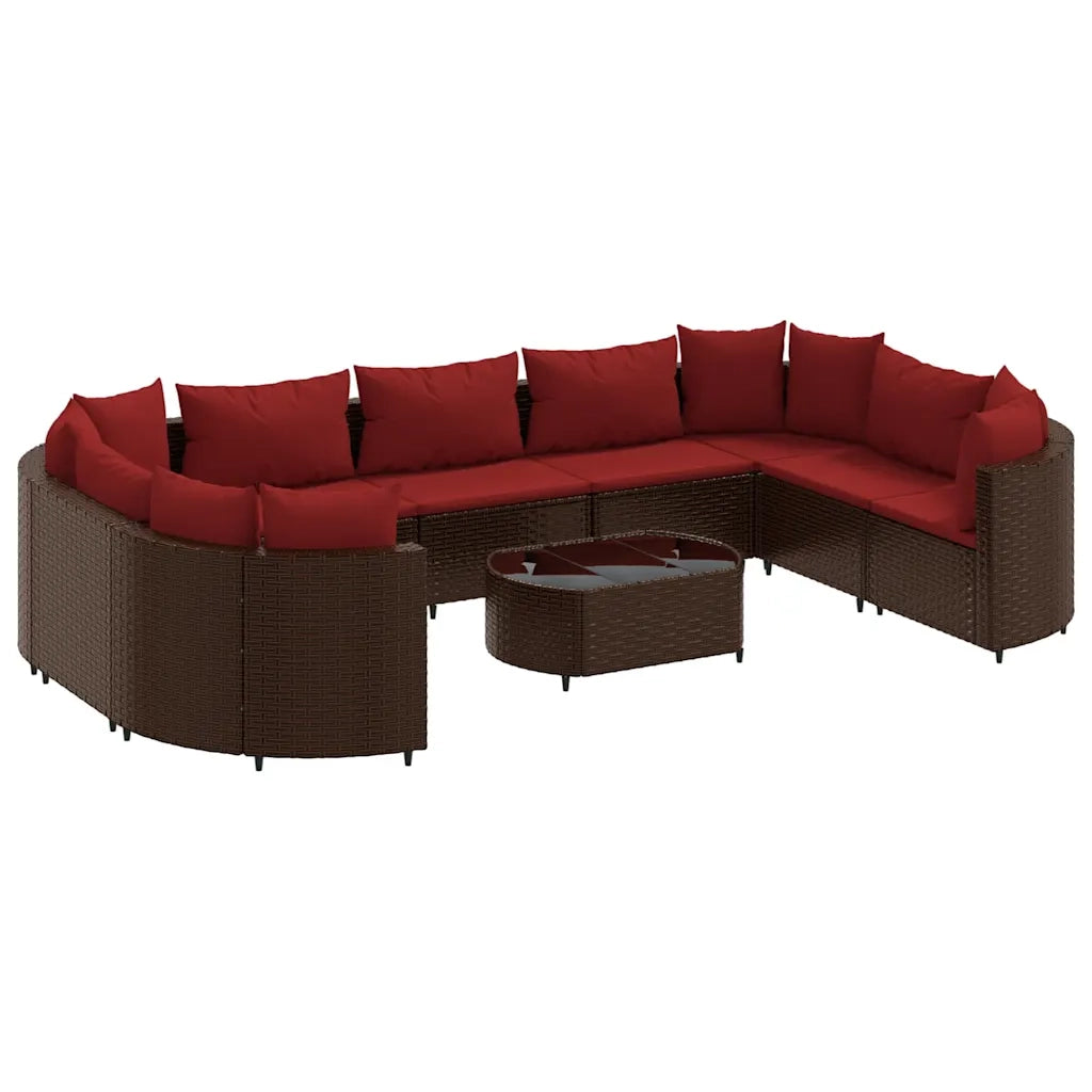 Set Divani da Giardino 10pz con Cuscini in Polyrattan Marrone 3308405