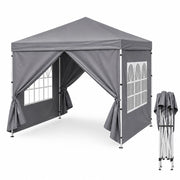 Gazebo Pop Up Da Esterno Con Pannelli Laterali Finestre Traslucide Copertura Impermeabile UV50+ Telaio Robusto In Acciaio Per Eventi E Giardino 3 x 3 x 2.59 m Grigio