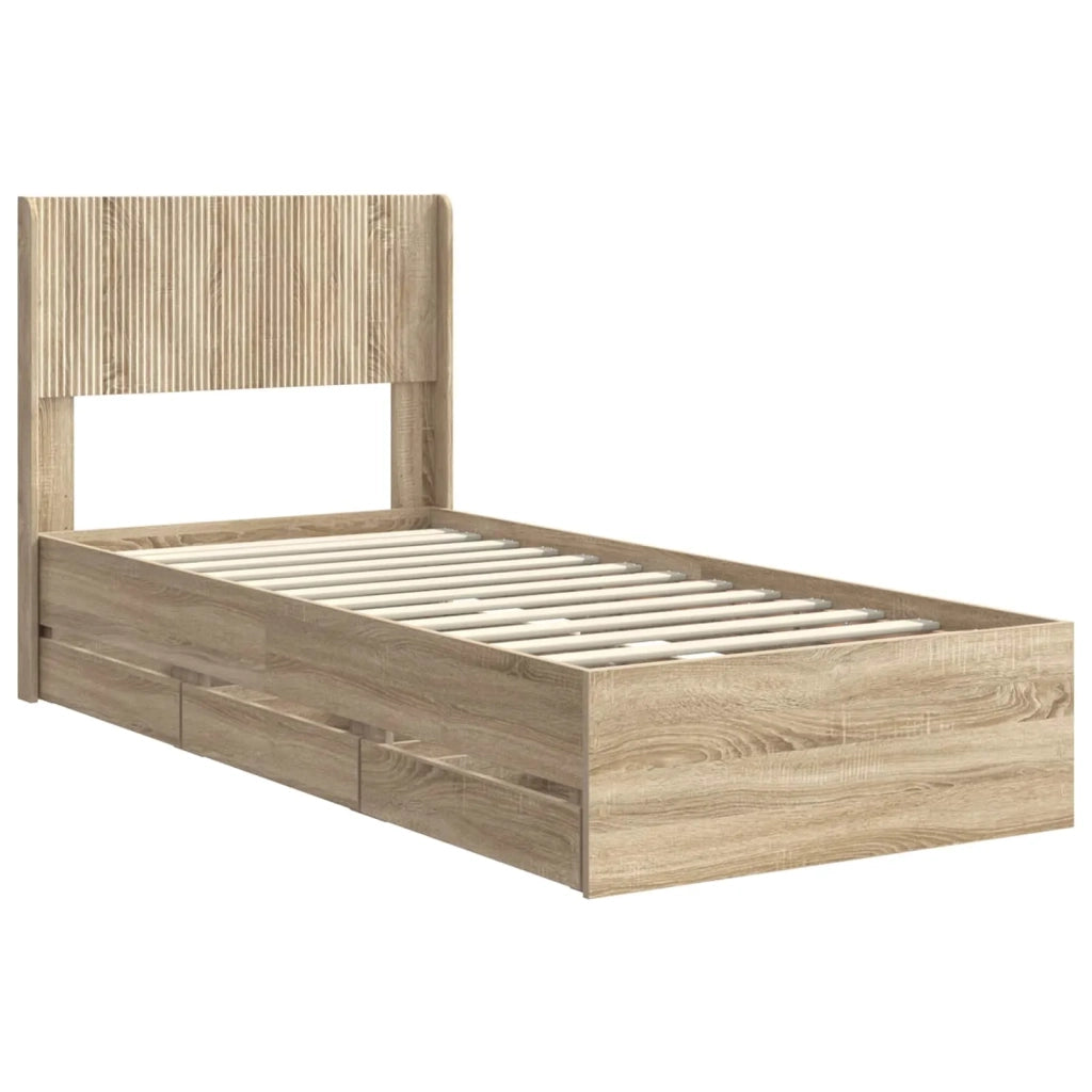 Struttura del letto con stoccaggio e testata Rovere Sonoma 3414331