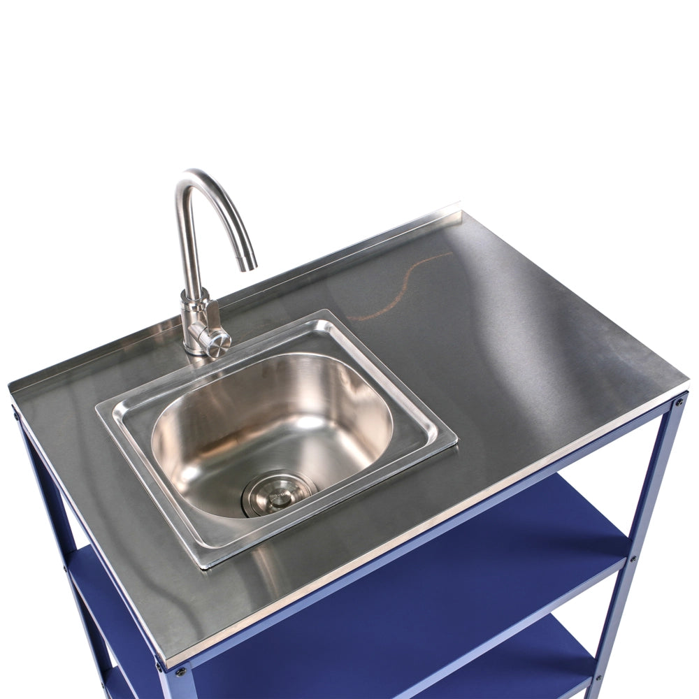 Set di cucina da esterno 2 elementi in acciaio inox blu 2 isole da cucina lavello a leva cucina da esterno