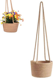Sostegno per piante - Sostegno per piante con corda di cotone - Cestini per piante appesi - Decorazione per interni e esterni - 20 cm.