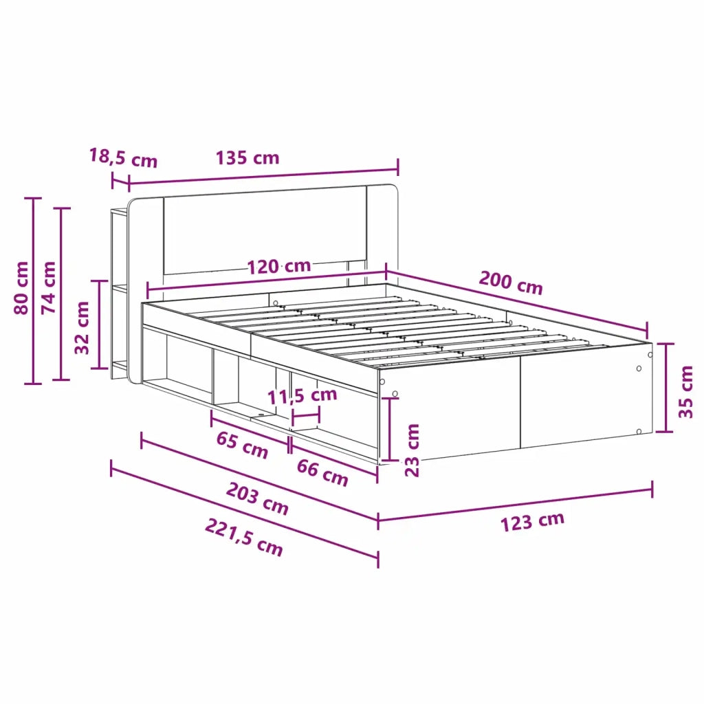 Telaio del letto con storage Legno antico 120 x 200 cm 3433363