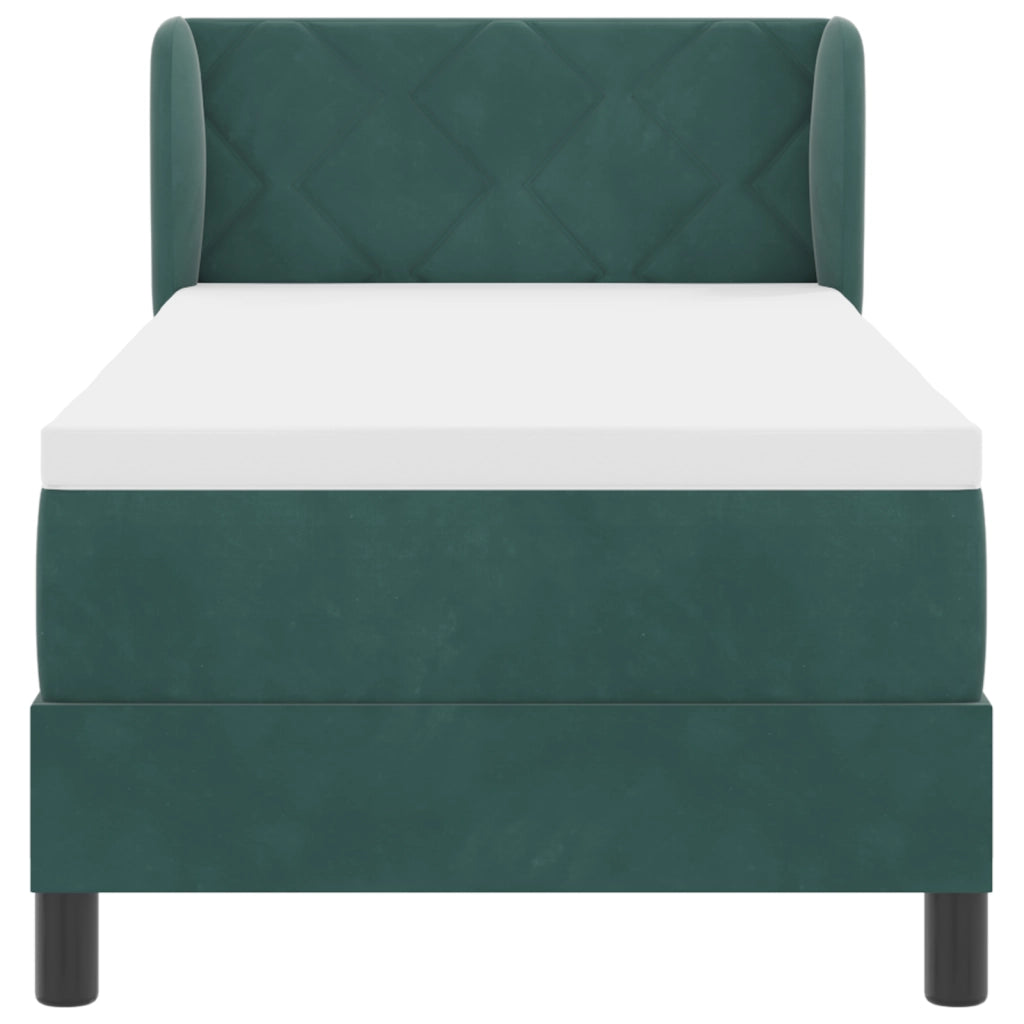 Letto a Molle con Materasso Verde Scuro 80x200 cm Velluto