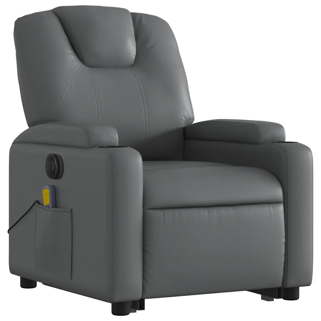 Poltrona Alzapersona Elettrica Reclinabile Grigio in Similpelle 3204454