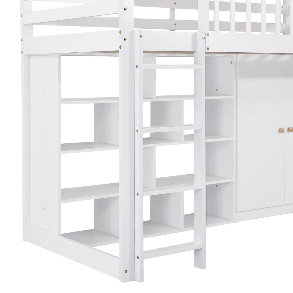 LETTO a castello con scivolo e armadio 90x200 cm bianco
