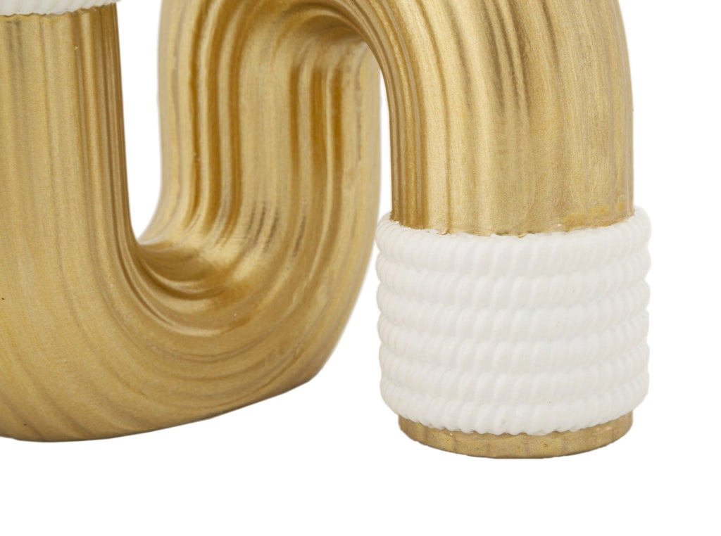 Vaso Bann 10,5x10,5x12,7 cm in Poliestere Oro e Bianco