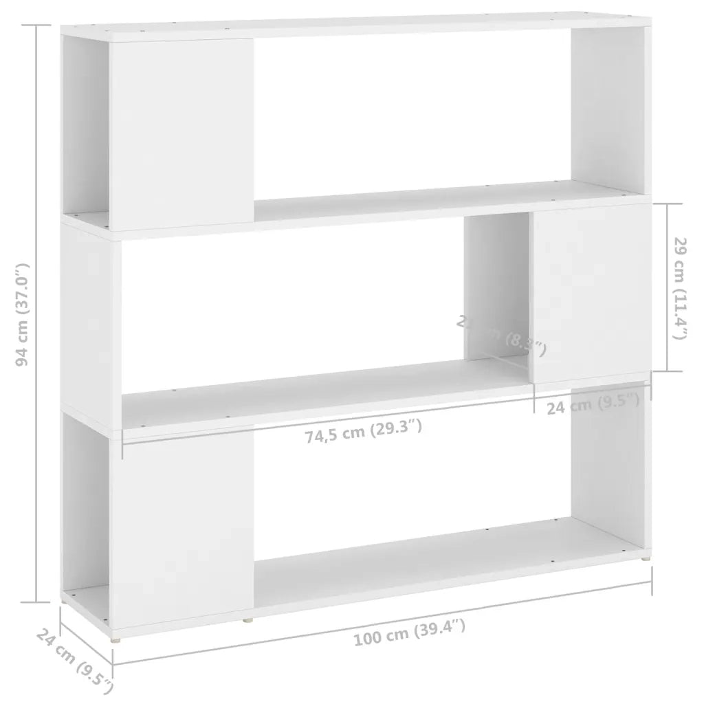 Libreria Divisorio-Scaffale per Libri-Mobile di Stoccaggio Bianco 100x24x94 cm