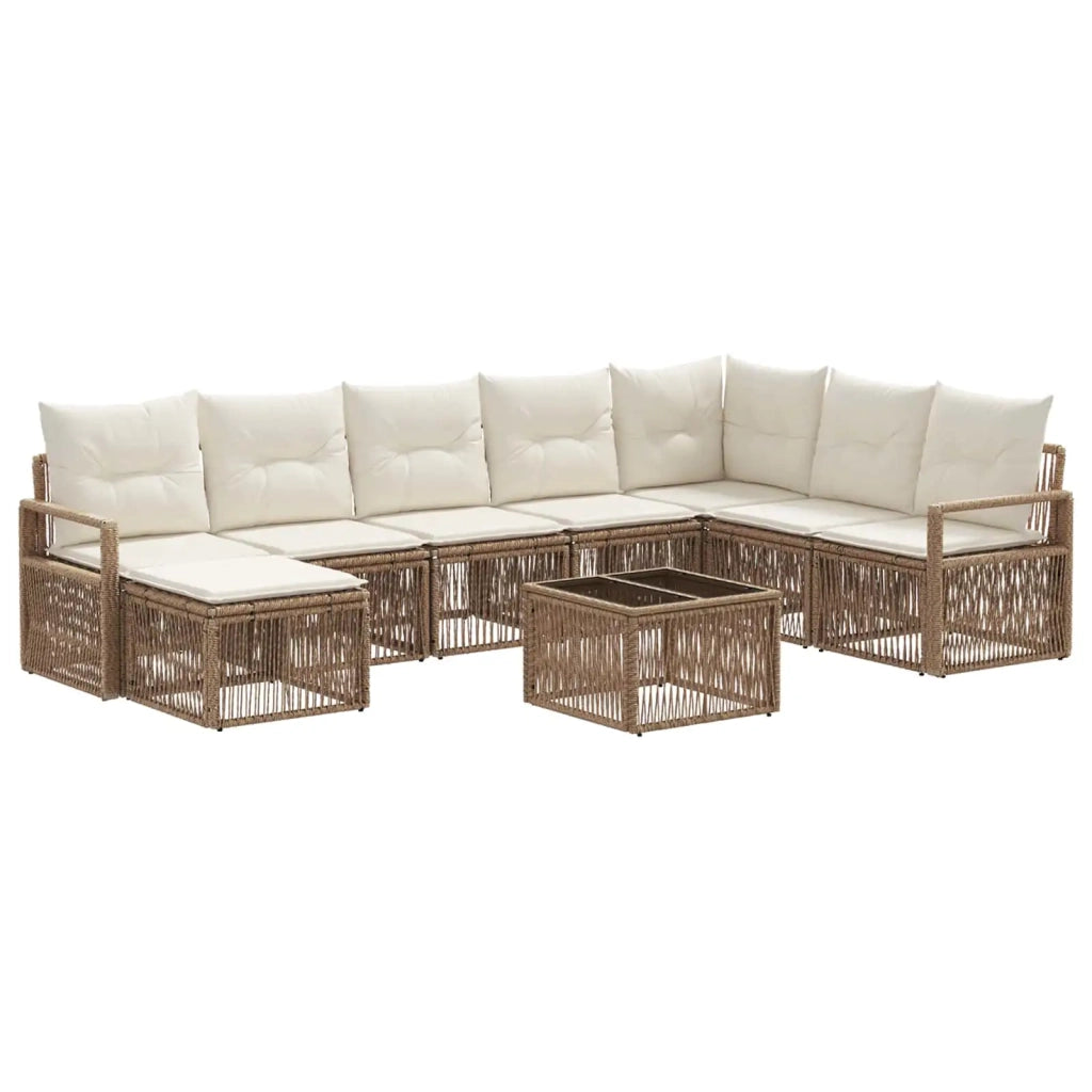 Set Divano da Giardino 9 pcs Beige polyrattan 3435807
