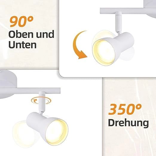ZMH Faretto da soffitto bianchi 3 luci GU10 orientabili 350° metallo design moderno senza lampadina