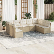 Set Divano da Giardino 9 pz con Cuscini Beige in Polyrattan 3249907