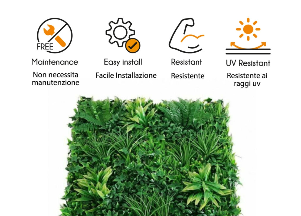 Siepe Artificiale A Parete Decorazione Interni Design Modello Dalia - 50x50 - Dalia