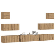 Set Mobile TV 7 pz Montato a Parete Rovere in Legno Multistrato 3329020