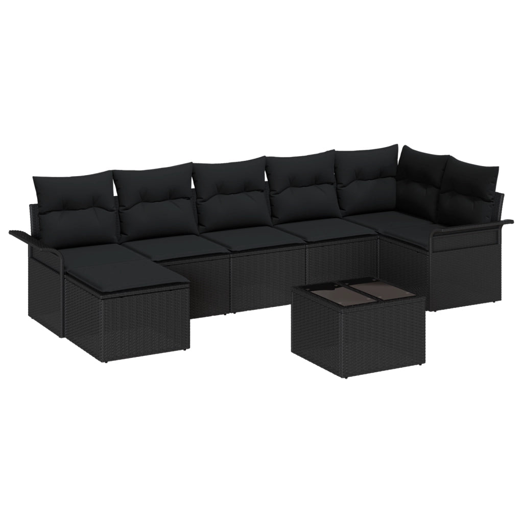 Set di divani da giardino 8 pezzi con cuscini Beige Polyrattan