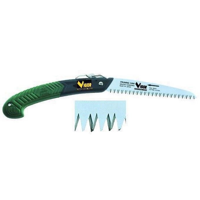 Vigor D-180 LH Segaccio da Potatura Serramanico Lama 180 mm Denti Temprati HRC 67-68 Tripla Affilatura Made in Japan