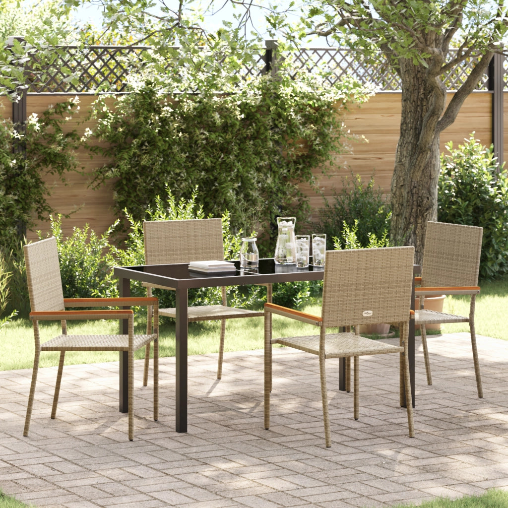 Set da Pranzo da Giardino da 5 Pezzi Beige Polyrattan