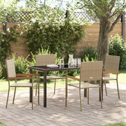 Set da Pranzo da Giardino da 5 Pezzi Beige Polyrattan