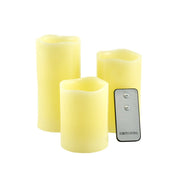 Trade Shop - Tre Candele Led Senza Fiamma Vera Cera Con Telecomando Effetto Candela Accesa -