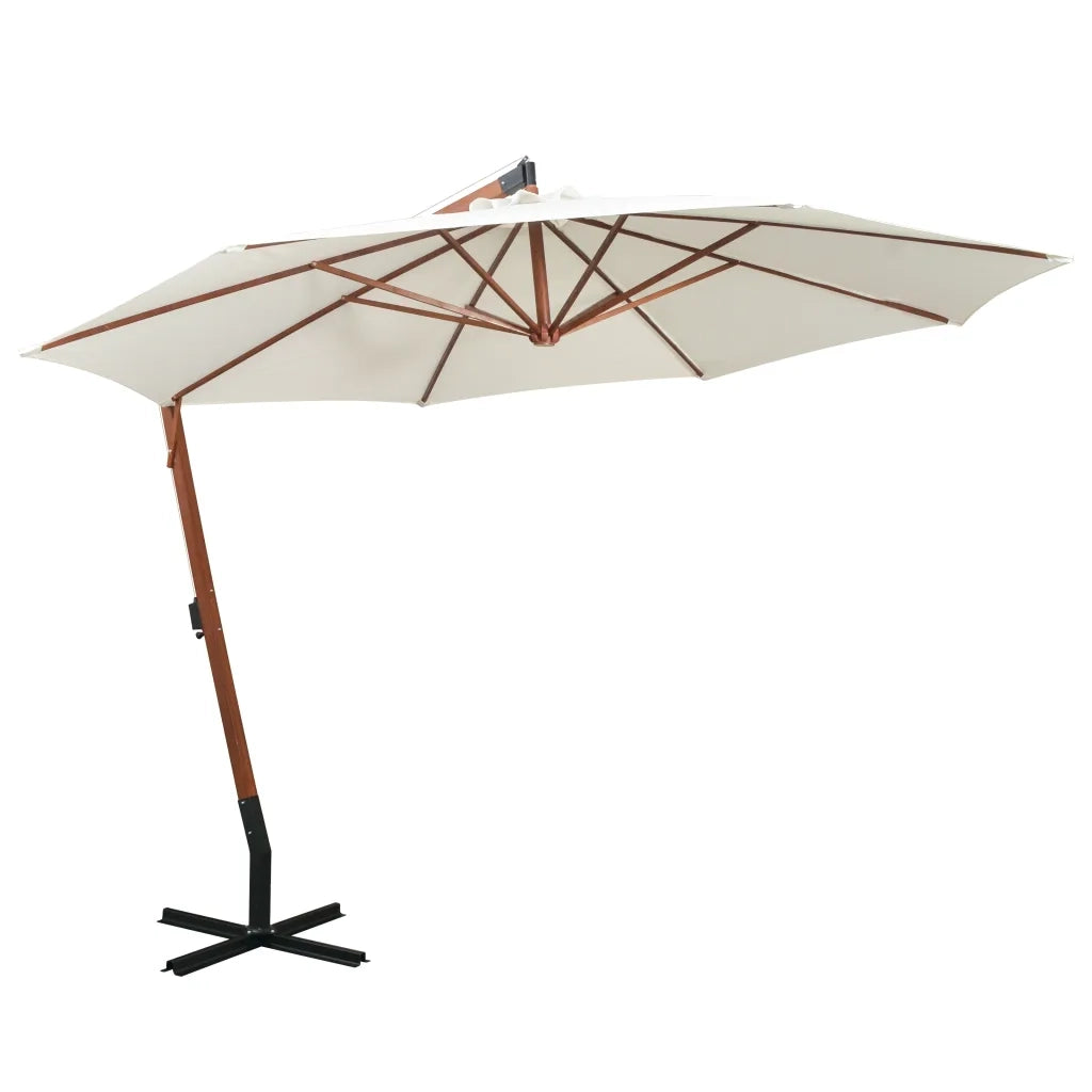 Ombrellone Pensile 350 cm Palo in Legno Bianco cod mxl 21170
