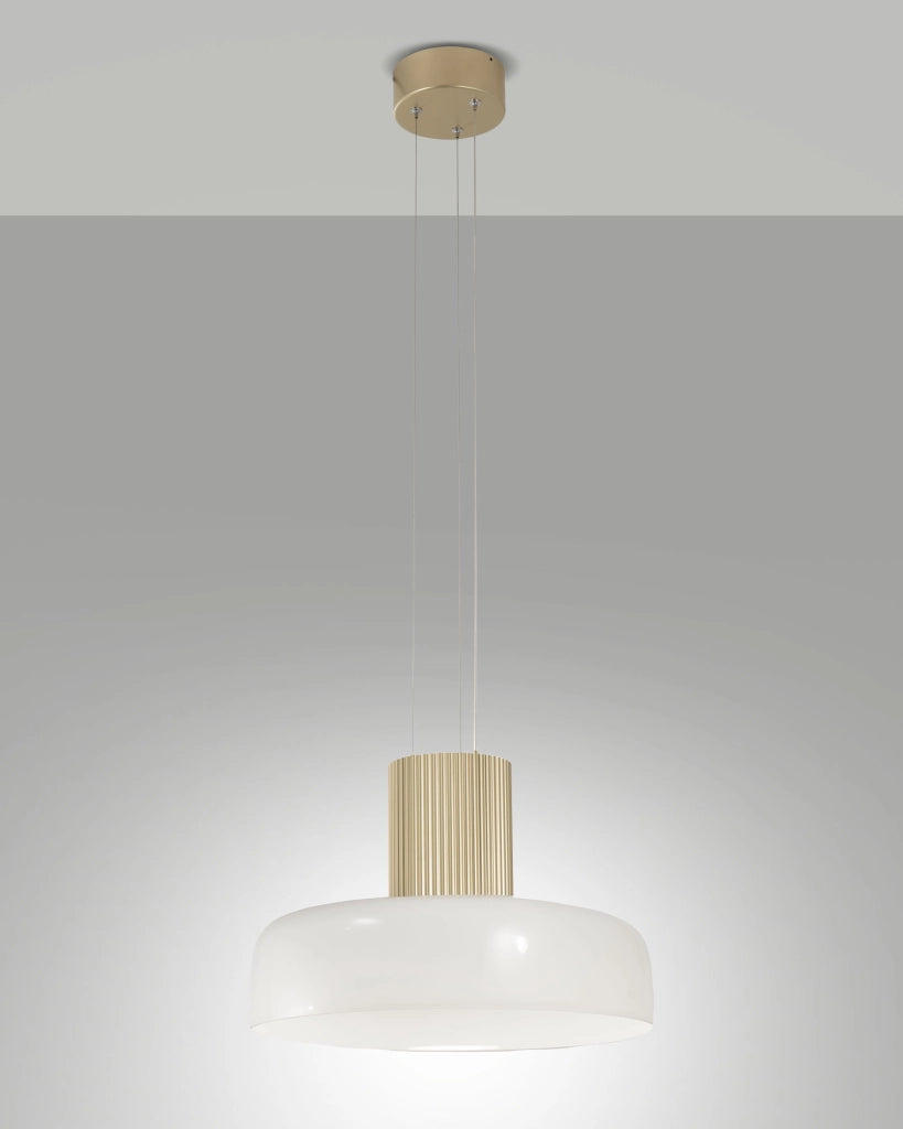 Lampada a Sospensione Lunar LED 26W 3150lm CCT 2700K/3000K/4000K Struttura in Metallo e Vetro Soffiato, Dimmerabile a Step Bianco - Lunar