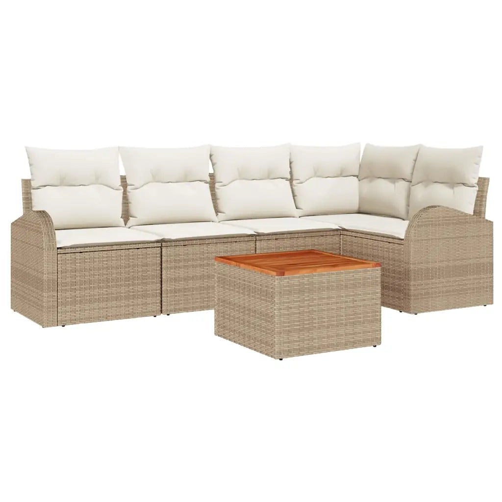 Set Divano da Giardino con cuscino 6 pcs Beige polyrattan