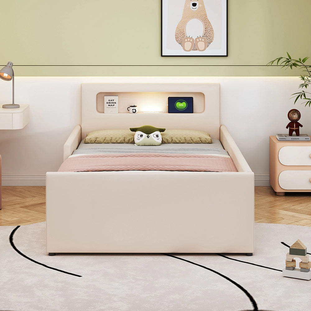 Letto con contenitore bambino 90x200 cm - Xylo - Luce notturna USB scomparti