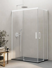 Box doccia ingresso angolare 2+2 THALASSA (BASIC) 140x90 cm Bianco vetro trasparente