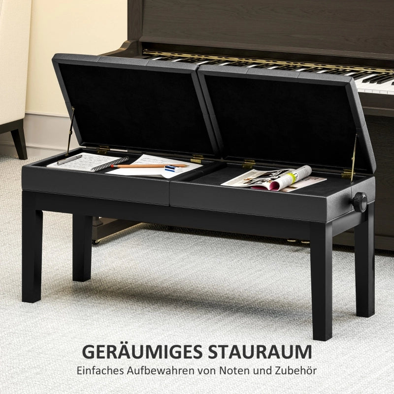 PANCA PIANOFORTE Regolabile 105 x 37 x 48-58 cm Nero con vano contenitore