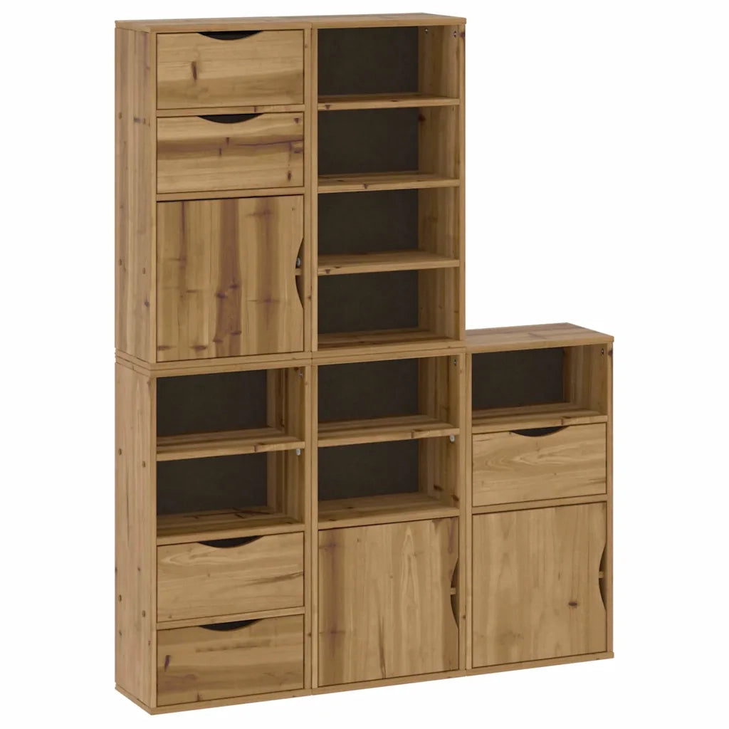 Armadietti Laterali 5 pz ODDA 40x24x79 cm Legno Massello Pino