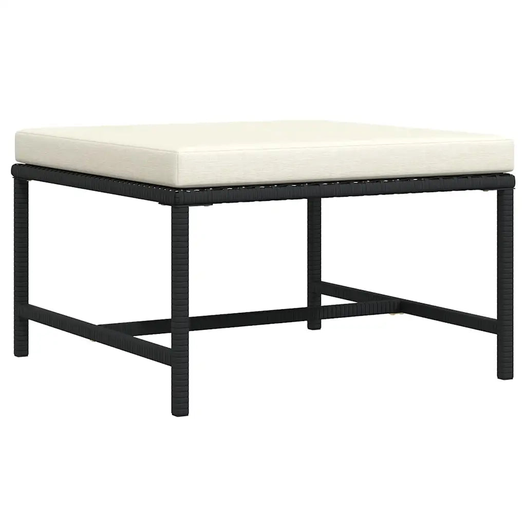 Sedia da giardino-Poggiapiedi Modulare con Cuscino in Polyrattan Nero