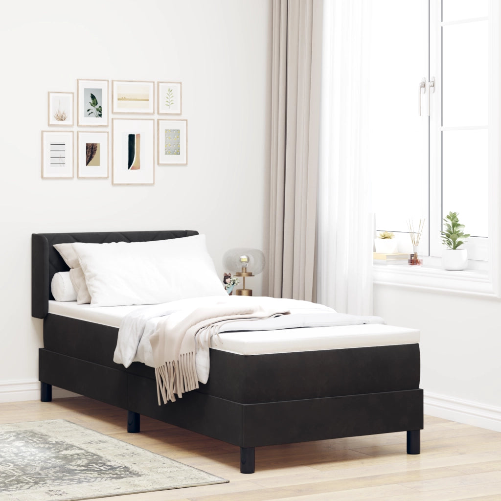Letto a Mola con Materasso Nero 80x200 cm Velluto
